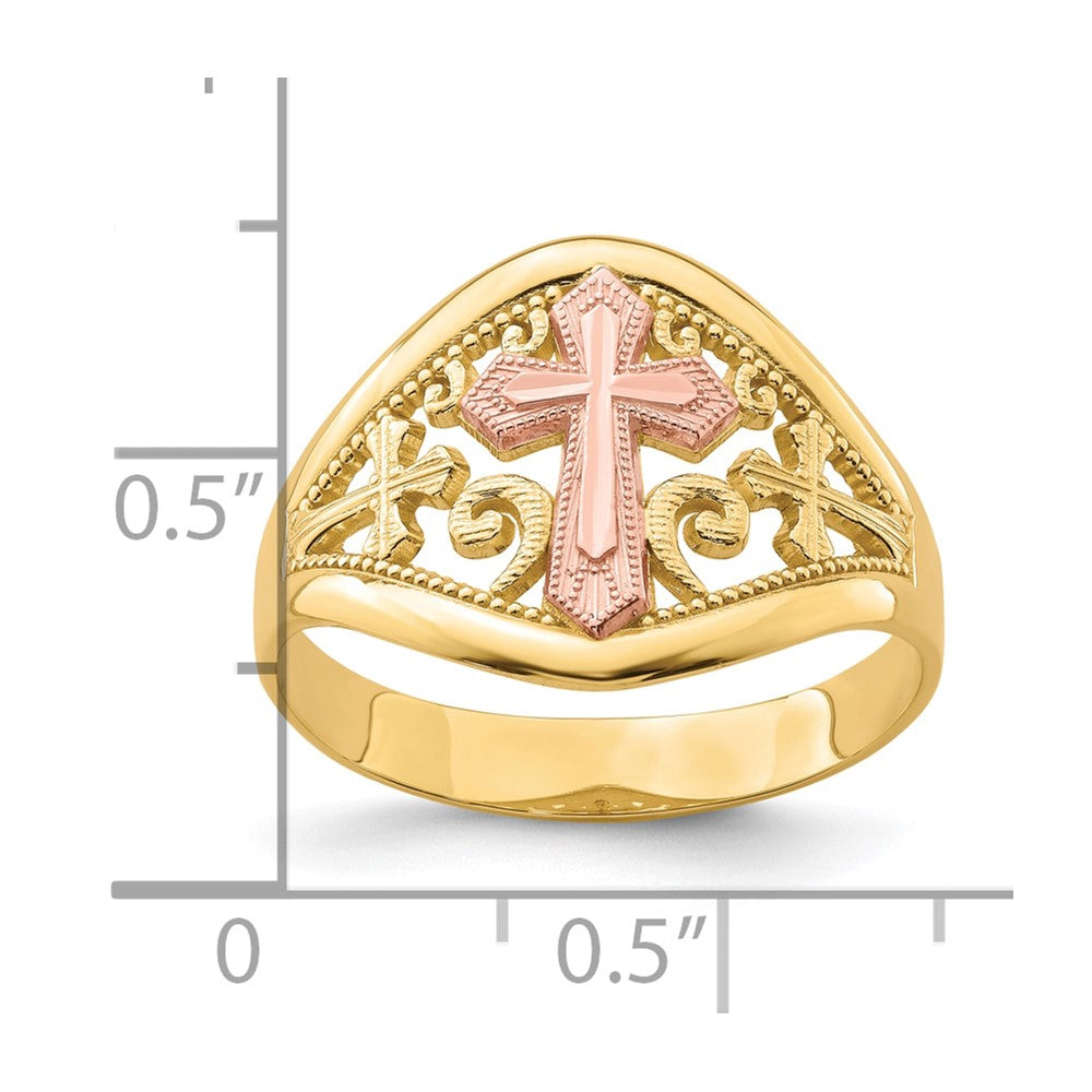 10K Bicolor Gold Kreuzring