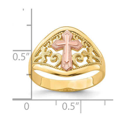 10K Bicolor Gold Kreuzring