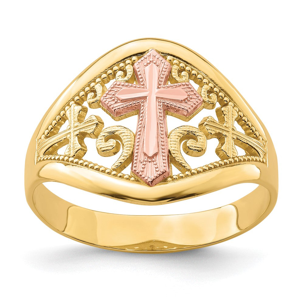 10K Bicolor Gold Kreuzring