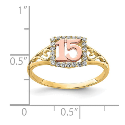 10K Bicolor 10K Bicolor Zirkonia 15 Ring