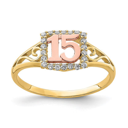 10K Bicolor 10K Bicolor Zirkonia 15 Ring