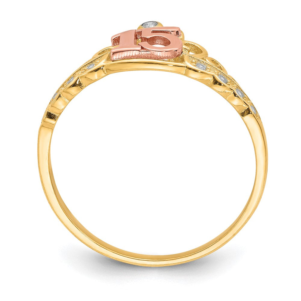 10K Bicolor 10K Bicolor Zirkonia 15 Krone Ring
