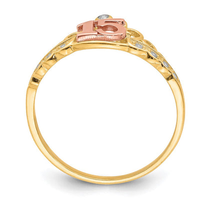 10K Bicolor 10K Bicolor Zirkonia 15 Krone Ring