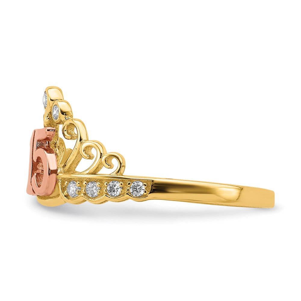10K Bicolor 10K Bicolor Zirkonia 15 Krone Ring