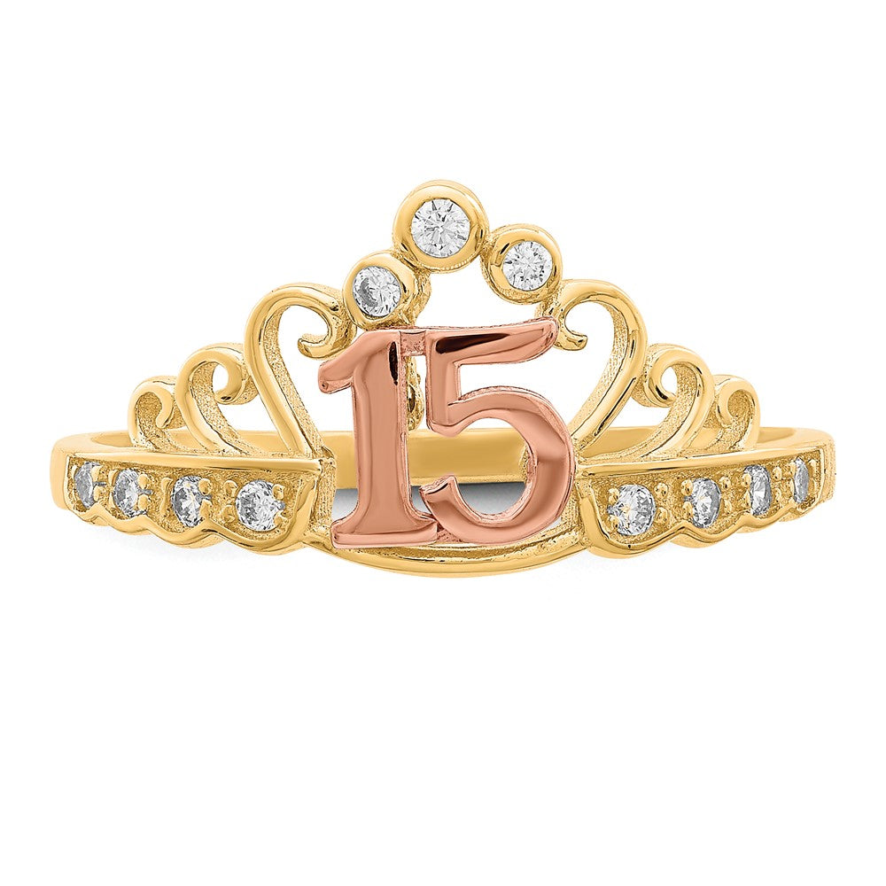 10K Bicolor 10K Bicolor Zirkonia 15 Krone Ring