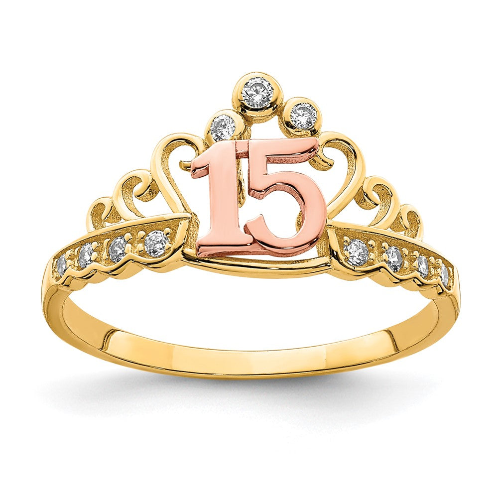 10K Bicolor 10K Bicolor Zirkonia 15 Krone Ring