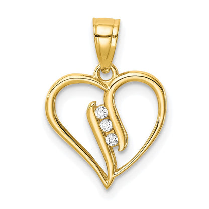 10K Gelbgold 10K Zirkonia Herz Anhänger
