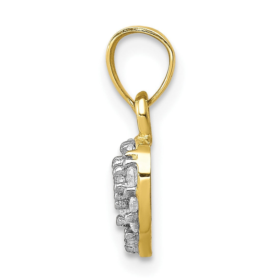 10K Gelbgold 10K Zirkonia Cluster Herz Charm
