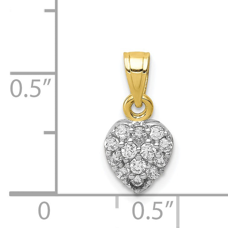 10K Gelbgold 10K Zirkonia Cluster Herz Charm