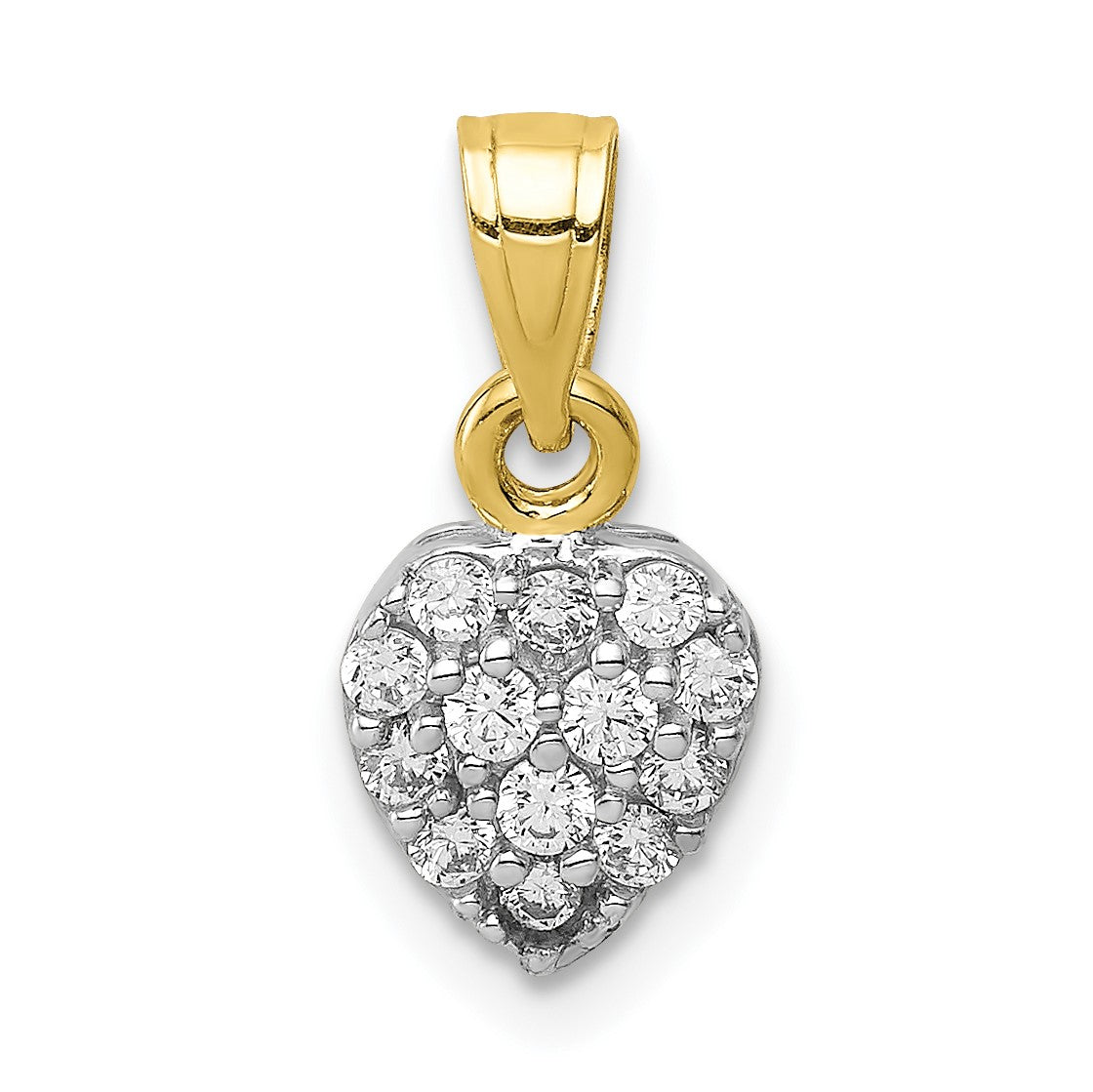 10K Gelbgold 10K Zirkonia Cluster Herz Charm