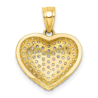 10K Gelbgold 10K Zirkonia Mikro Pavé Herz Anhänger