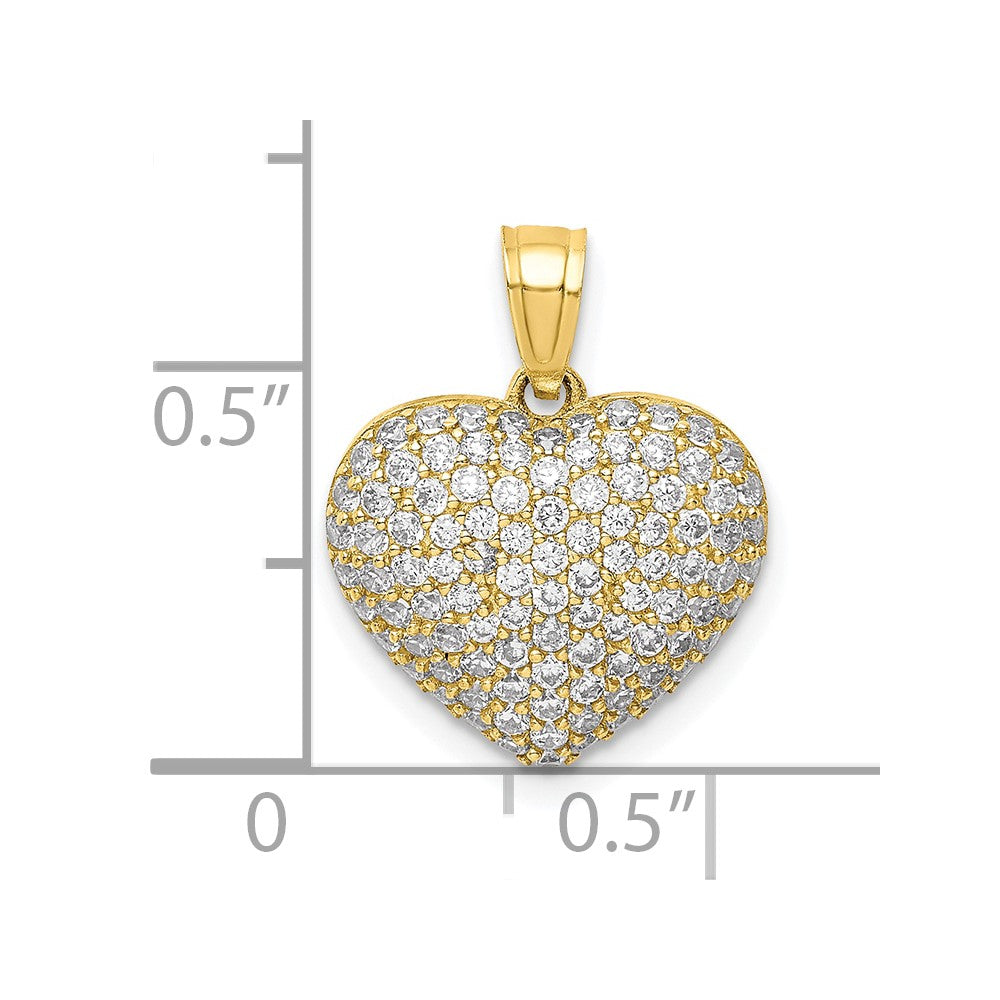 10K Gelbgold 10K Zirkonia Mikro Pavé Herz Anhänger