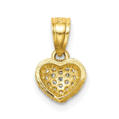 10K Gelbgold 10K Zirkonia Mikro Pavé Herz Anhänger