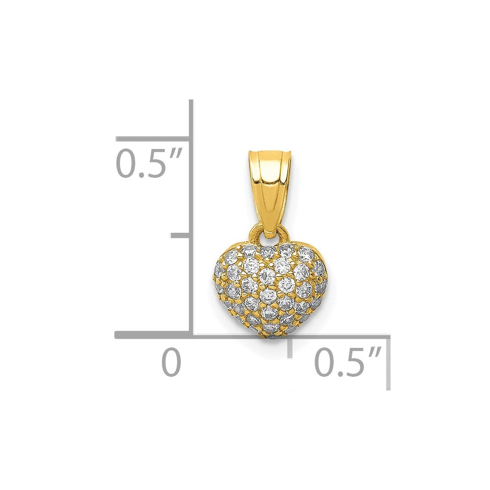 10K Gelbgold 10K Zirkonia Mikro Pavé Herz Anhänger