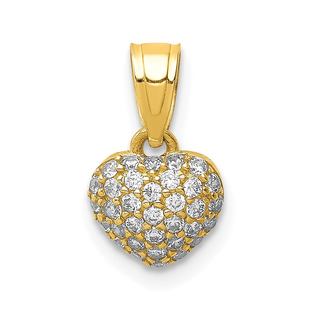 10K Gelbgold 10K Zirkonia Mikro Pavé Herz Anhänger