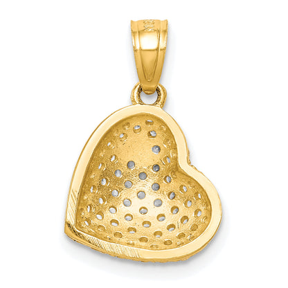 10K Gelbgold 10K Zirkonia Mikro Pavé Herz Anhänger