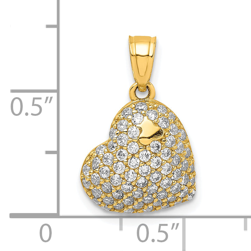 10K Gelbgold 10K Zirkonia Mikro Pavé Herz Anhänger