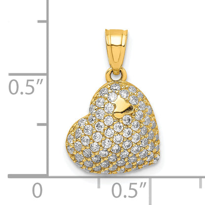 10K Gelbgold 10K Zirkonia Mikro Pavé Herz Anhänger
