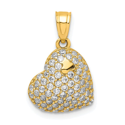 10K Gelbgold 10K Zirkonia Mikro Pavé Herz Anhänger