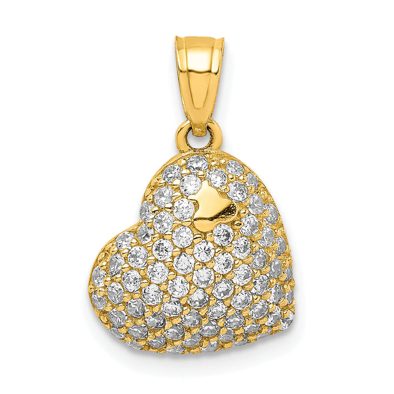 10K Gelbgold 10K Zirkonia Mikro Pavé Herz Anhänger