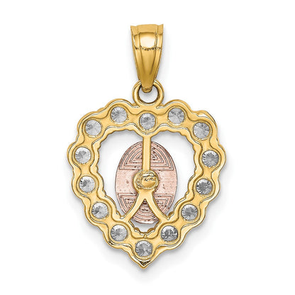 10K Bicolor 10K Bicolor mit Weiß Rhodium Zirkonia Guadalupe Herz Anhänger