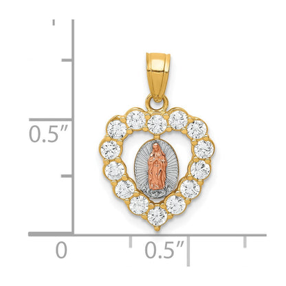 10K Bicolor 10K Bicolor mit Weiß Rhodium Zirkonia Guadalupe Herz Anhänger