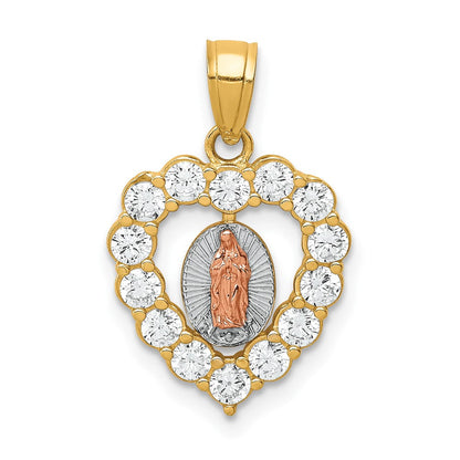 10K Bicolor 10K Bicolor mit Weiß Rhodium Zirkonia Guadalupe Herz Anhänger