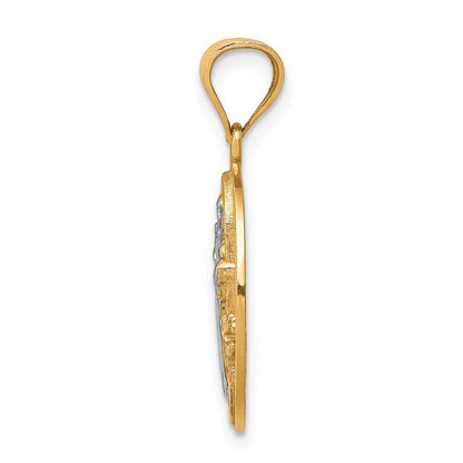 10K Gelbgold mit Rhodium San-Benito-Medaillenanhänger