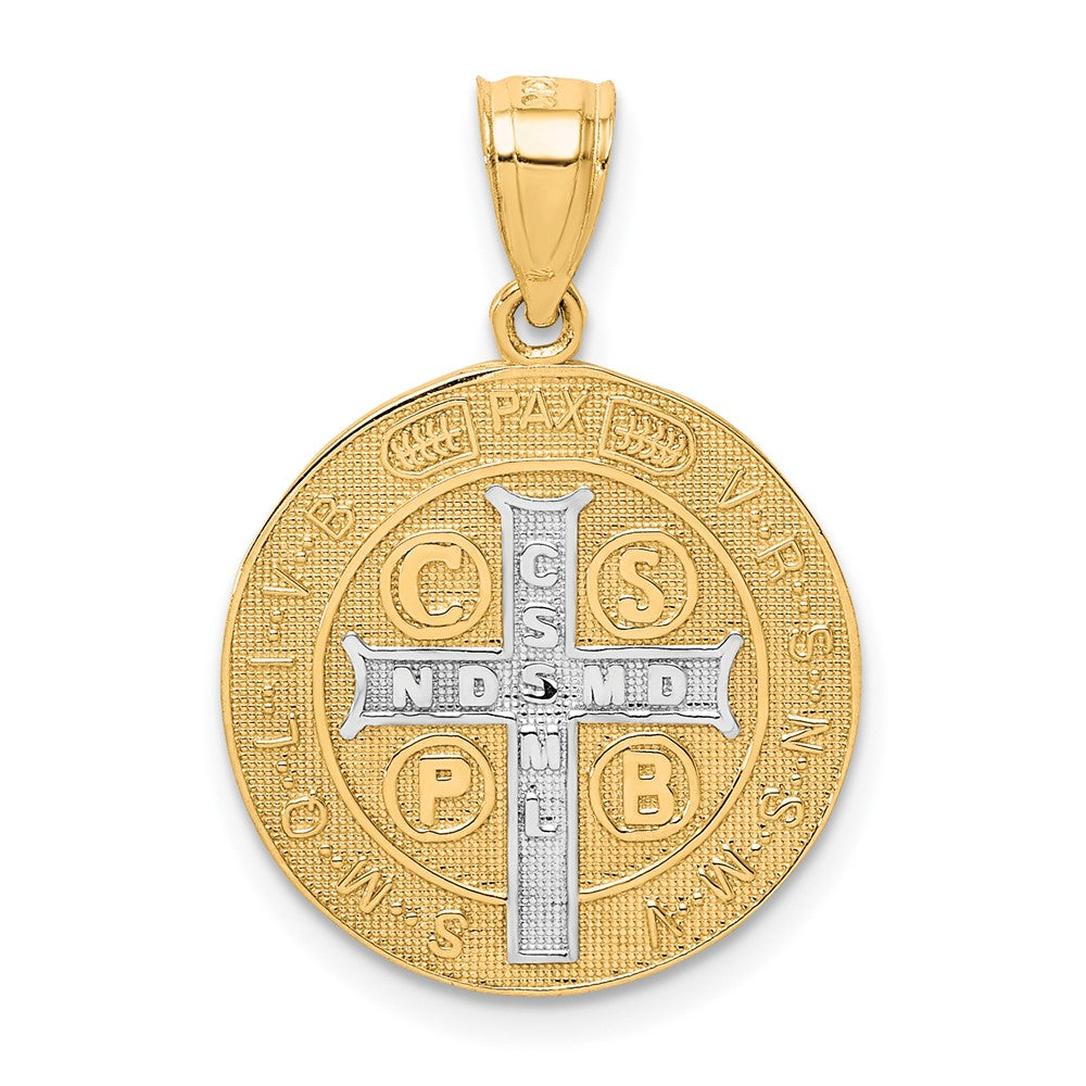 10K Gelbgold mit Rhodium San-Benito-Medaillenanhänger