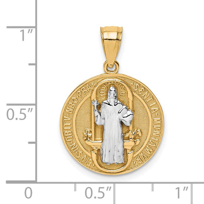 10K Gelbgold mit Rhodium San-Benito-Medaillenanhänger