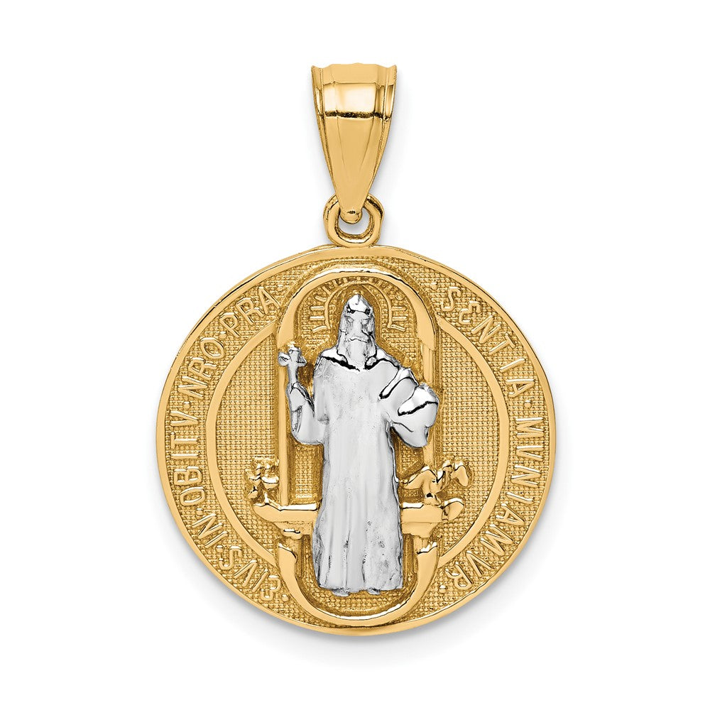10K Gelbgold mit Rhodium San-Benito-Medaillenanhänger