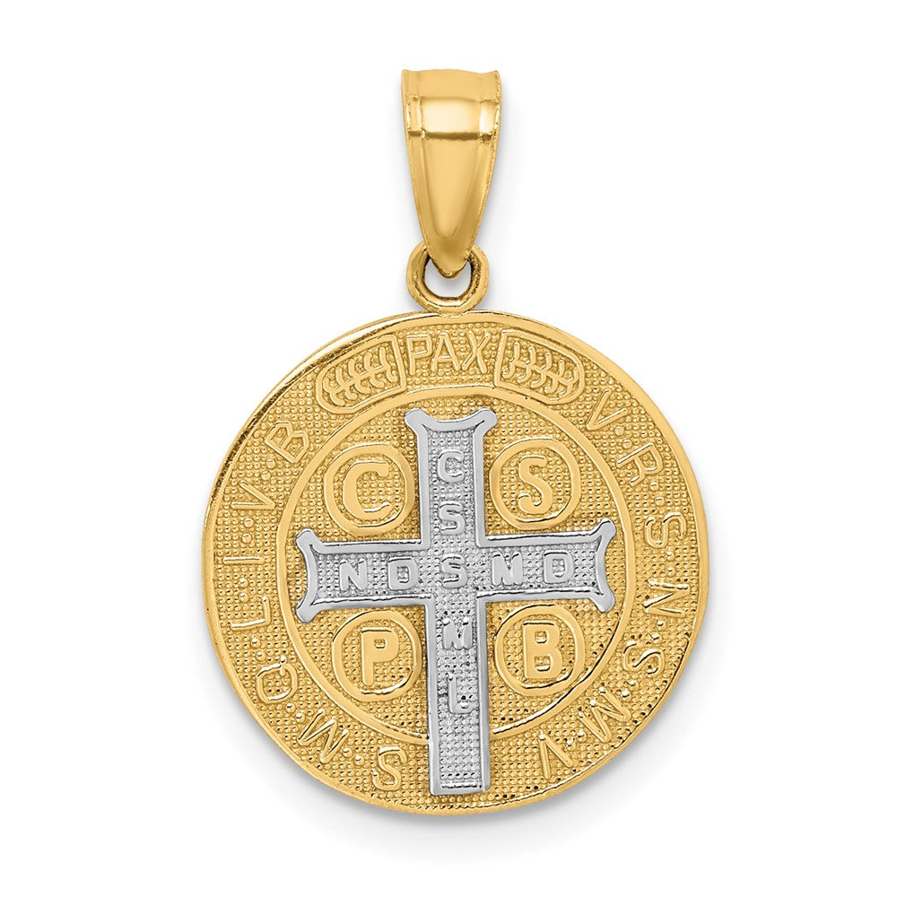 10K Gelb mit Rhodium San Benito Medaille Anhänger
