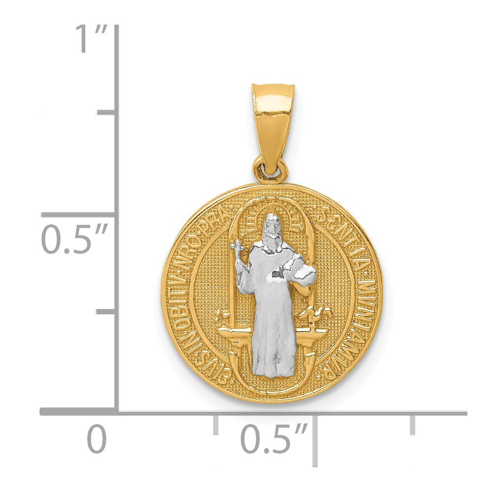 10K Gelb mit Rhodium San Benito Medaille Anhänger