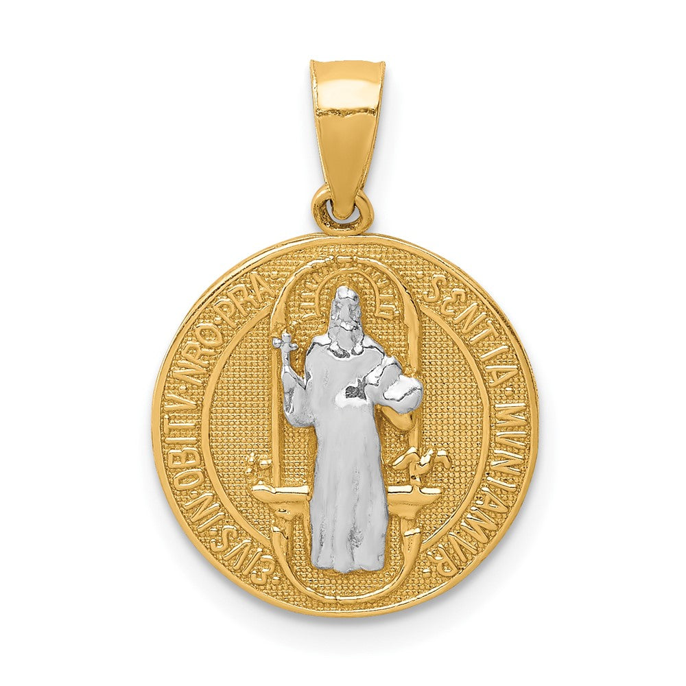 10K Gelb mit Rhodium San Benito Medaille Anhänger
