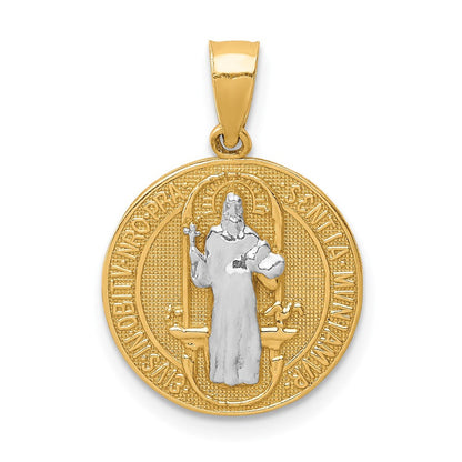 10K Gelb mit Rhodium San Benito Medaille Anhänger