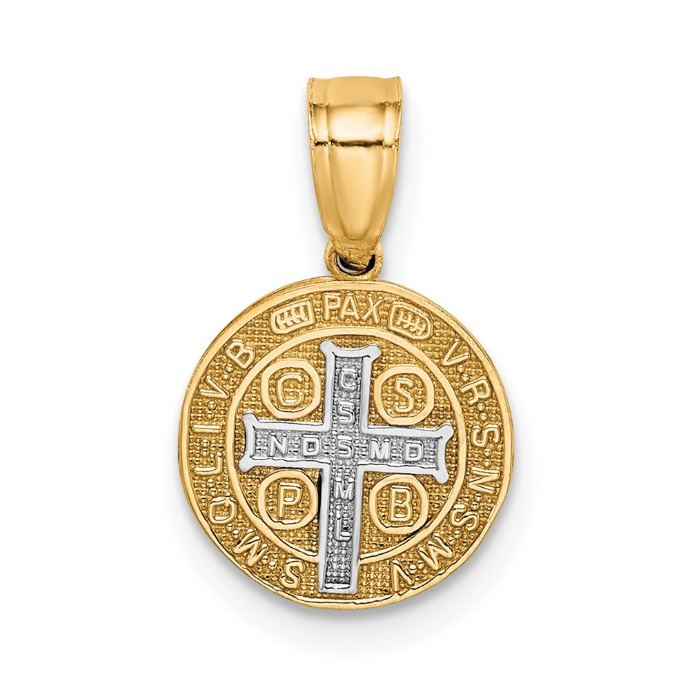 10K Gelb mit Rhodium San Benito Medaille Anhänger