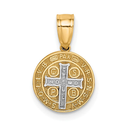 10K Gelb mit Rhodium San Benito Medaille Anhänger