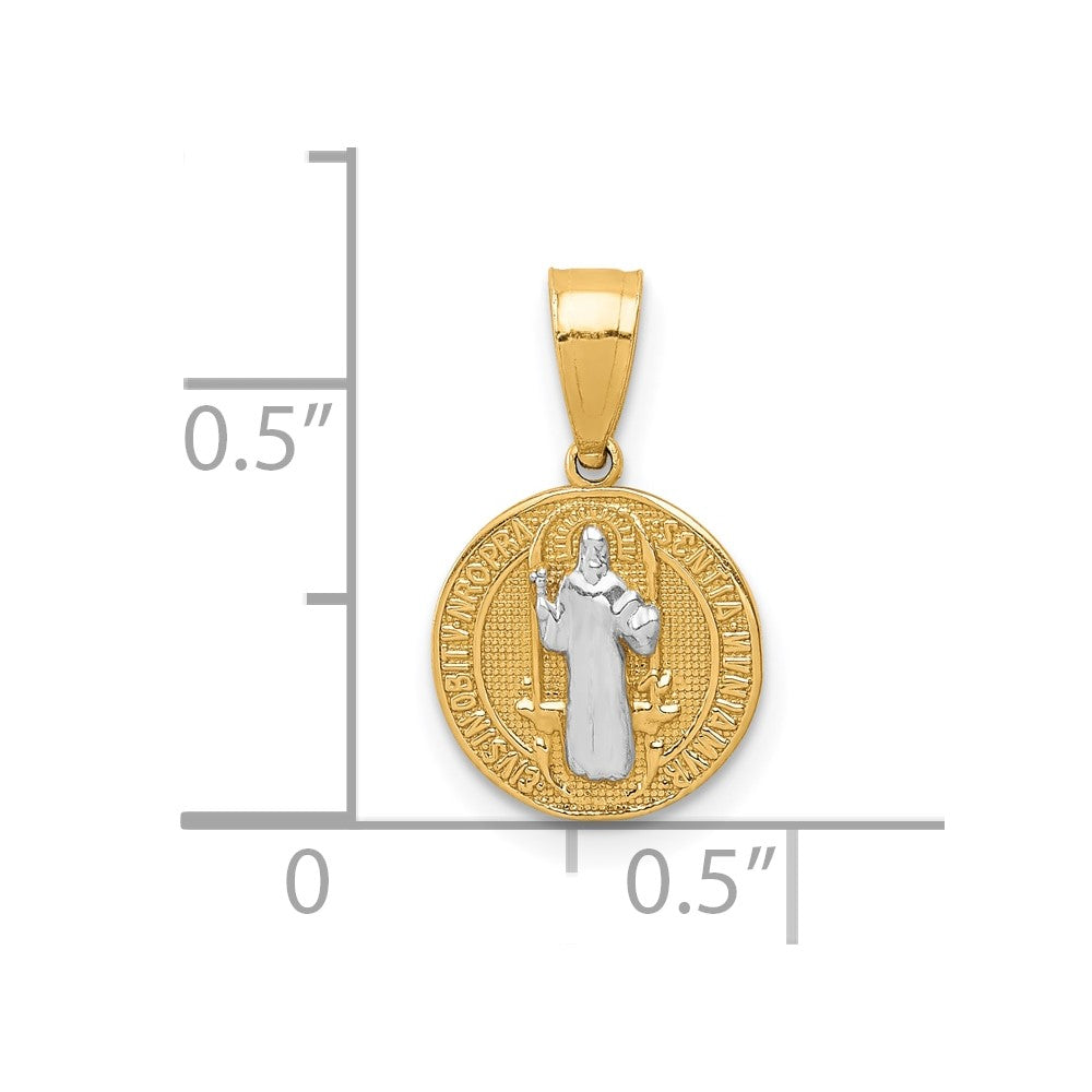 10K Gelb mit Rhodium San Benito Medaille Anhänger
