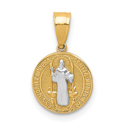 10K Gelb mit Rhodium San Benito Medaille Anhänger