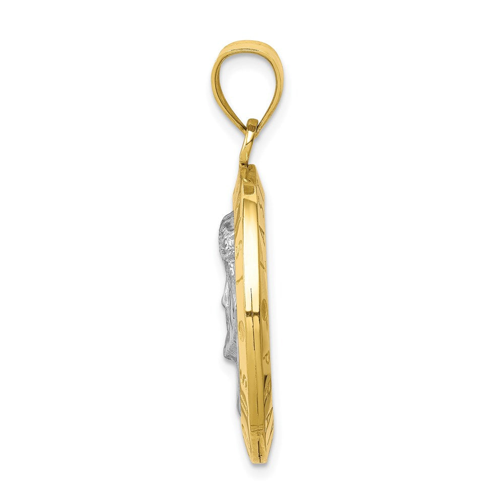 10K Gelbgold mit Rhodium Wendbar Jesus/abendmahl Medaille