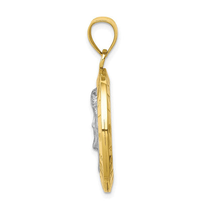 10K Gelbgold mit Rhodium Wendbar Jesus/abendmahl Medaille