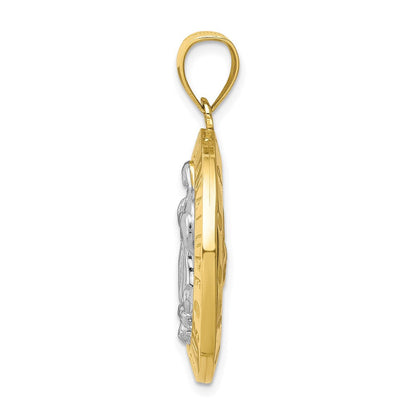 10K Gelbgold mit Rhodium Guadalupe Wendbar Betend Hands Medaille