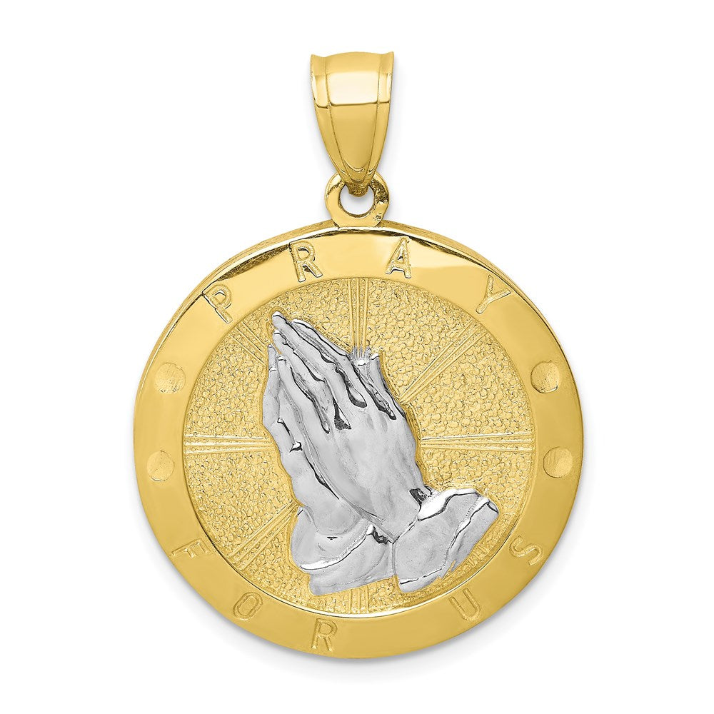 10K Gelbgold mit Rhodium Guadalupe Wendbar Betend Hands Medaille