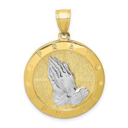 10K Gelbgold mit Rhodium Guadalupe Wendbar Betend Hands Medaille