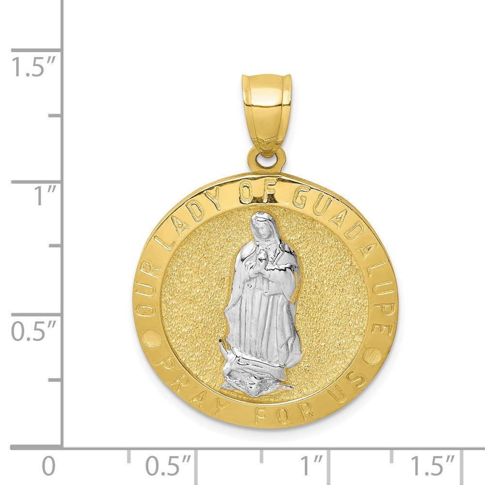 10K Gelbgold mit Rhodium Guadalupe Wendbar Betend Hands Medaille