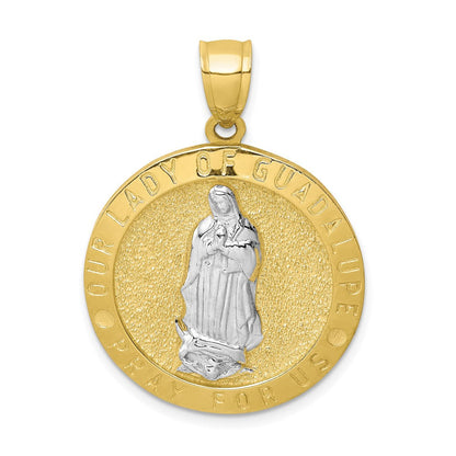 10K Gelbgold mit Rhodium Guadalupe Wendbar Betend Hands Medaille