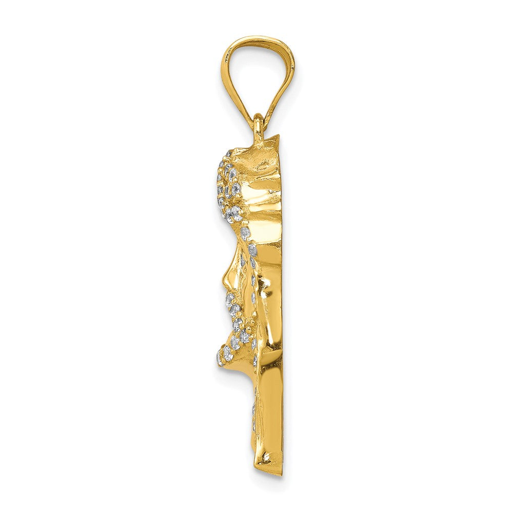 10K Gelbgold 10K Zirkonia Micropave Jesus Face Anhänger