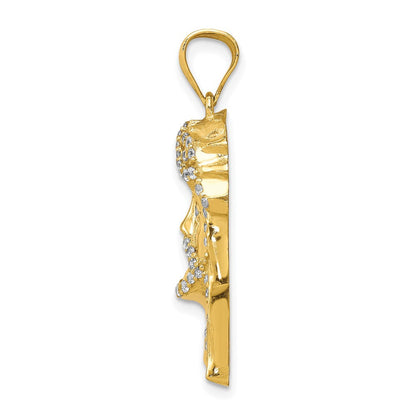 10K Gelbgold 10K Zirkonia Micropave Jesus Face Anhänger