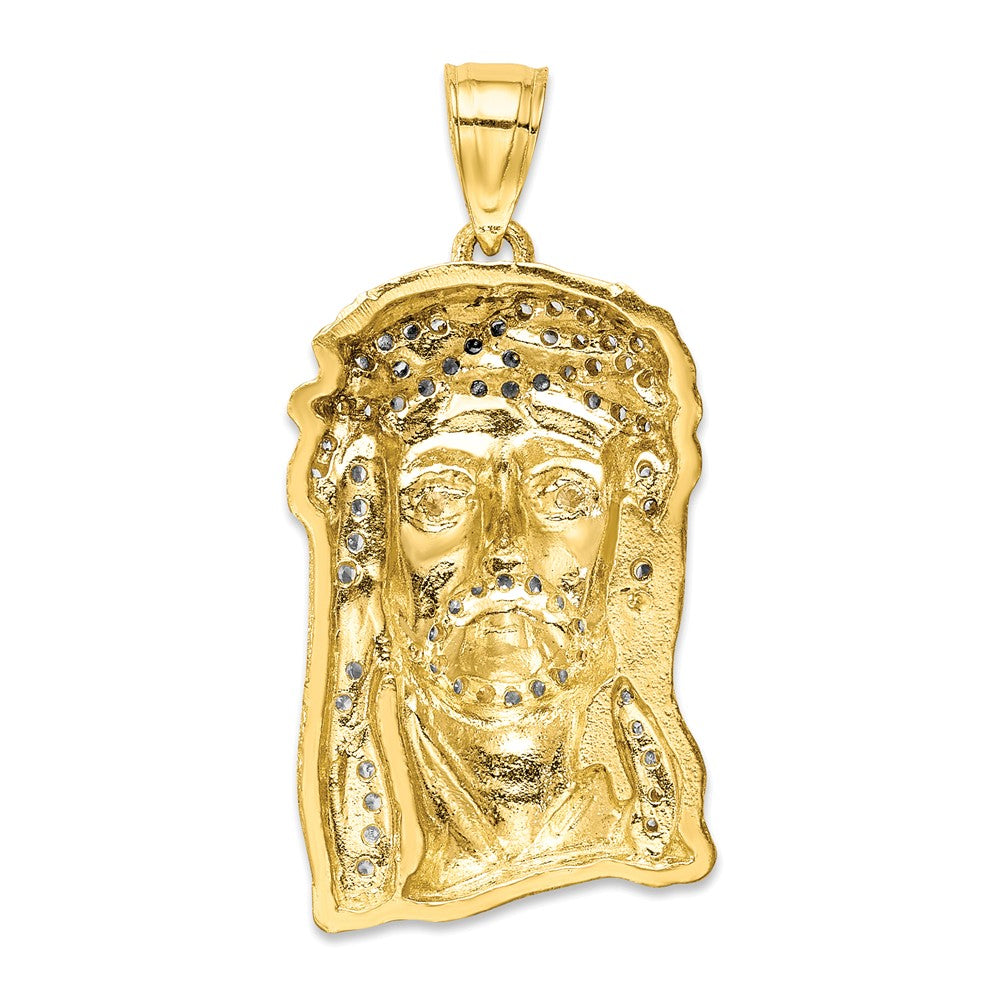 10K Gelbgold 10K Zirkonia Micropave Jesus Face Anhänger