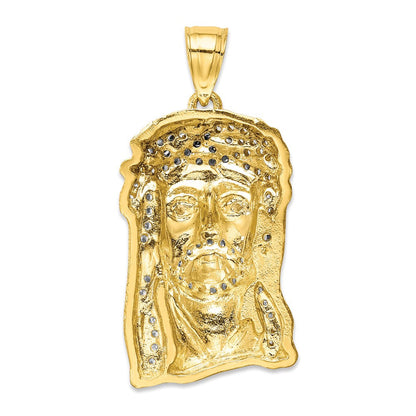 10K Gelbgold 10K Zirkonia Micropave Jesus Face Anhänger